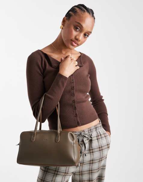 PASQ twin strap medium shoulder bag in green - view 1