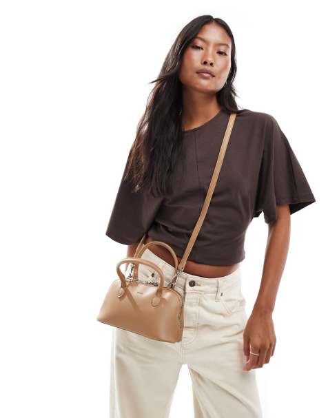 PASQ twin strap mini grab bag in brown - view 1