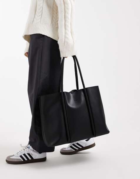PASQ twin strap rolled handle tote bag in black - view 1