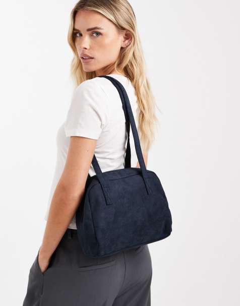 PASQ twin strap small box shoulder bag in navy - view 1