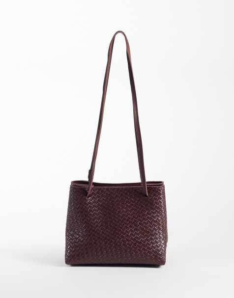 PASQ vævet box-taske med justerbar crossbody-rem i burgundy - view 1