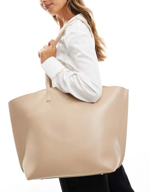 PASQ - Winged - Borsa shopping color sabbia con pochette interna 