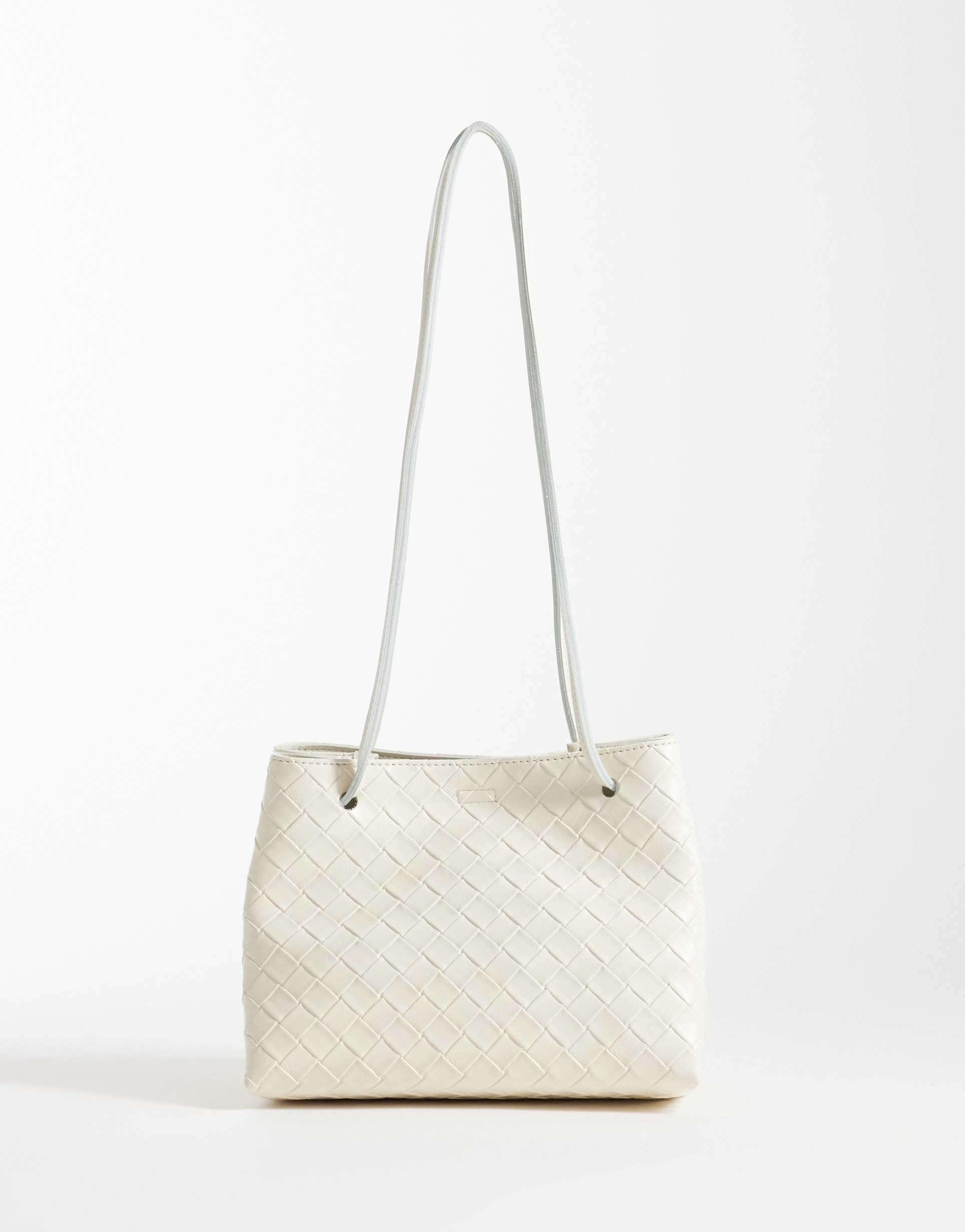 pasq woven box cross body bag in white