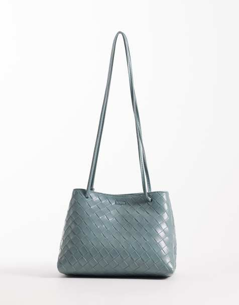 PASQ woven box crossbody bag in pale teal - view 1