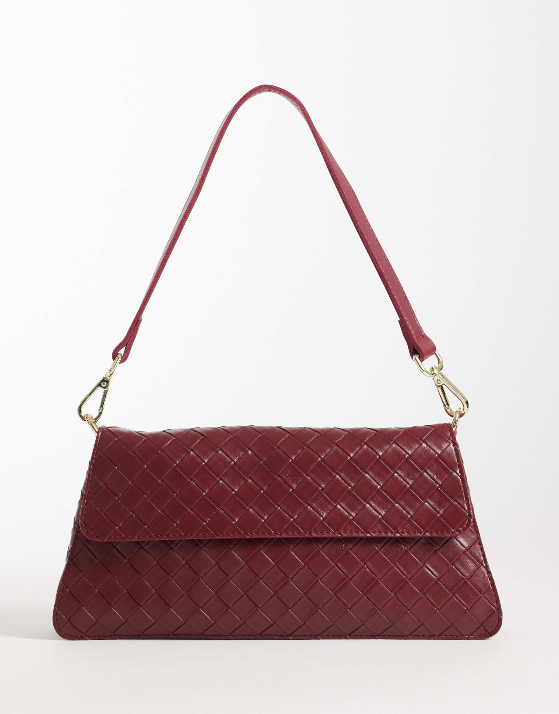 pasq woven long shoulder bag in burgundy