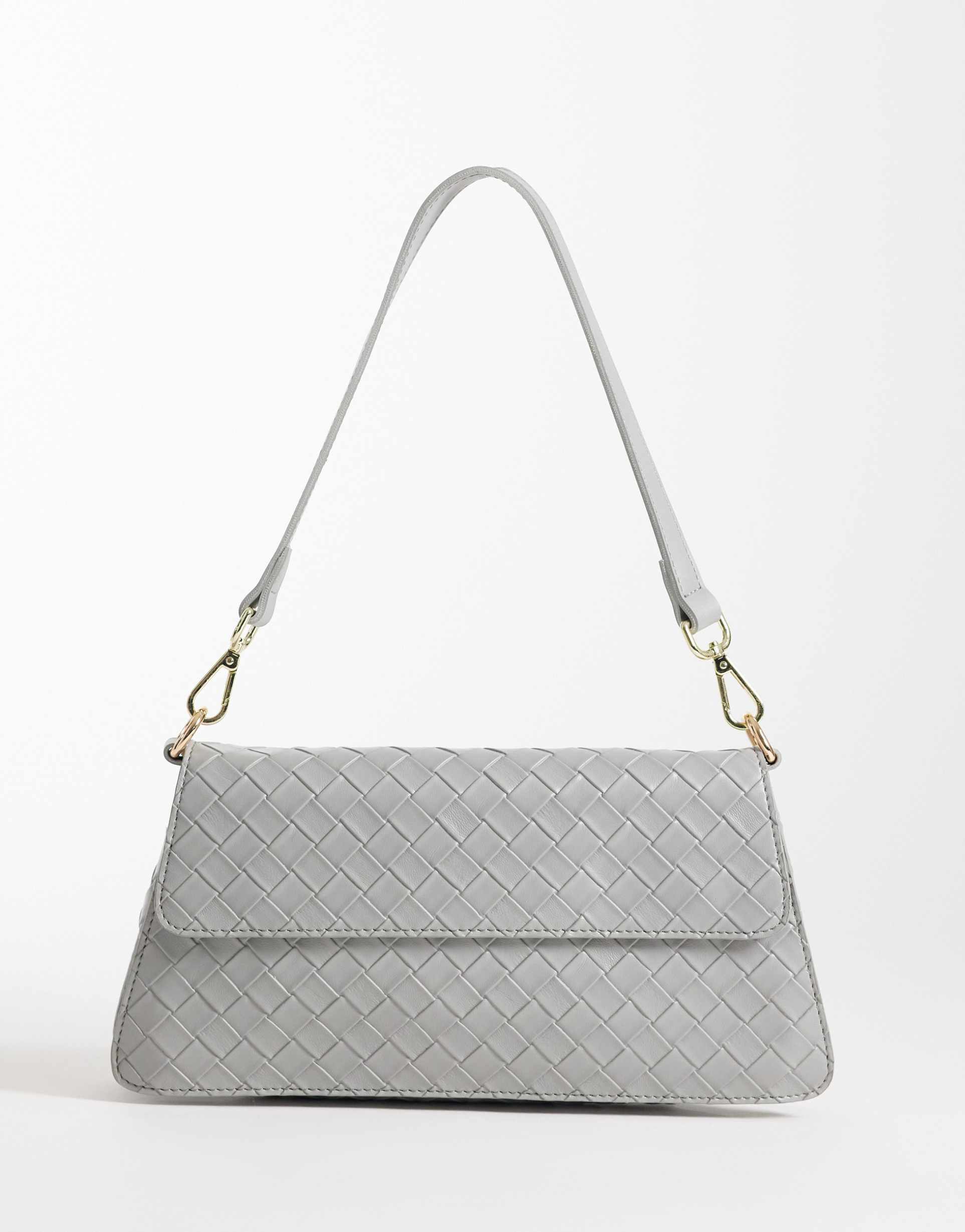 pasq woven long shoulder bag in gray