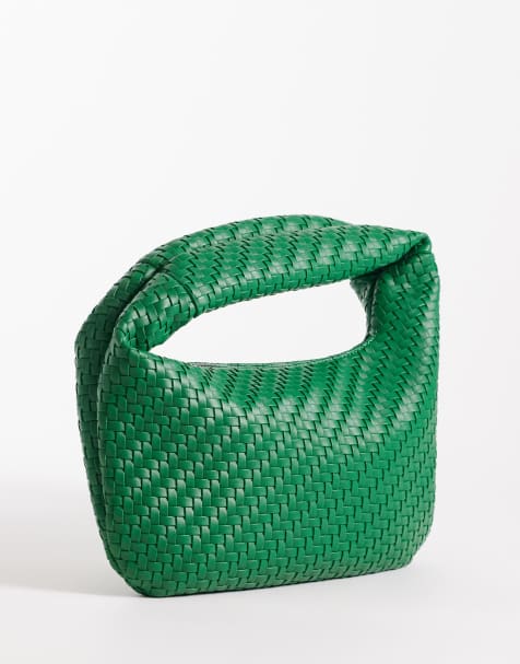 PASQ woven slouch purse in green - view 1