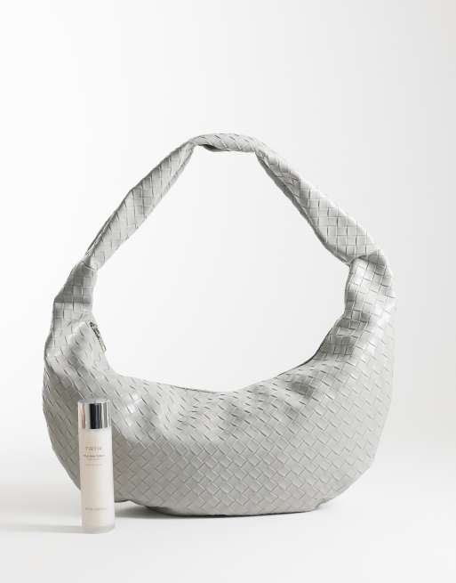 PASQ woven slouch shoulder bag in grey, 2 of 4