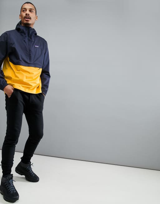 Patagonia torrentshell pullover jacket navy blue rugby yellow deals