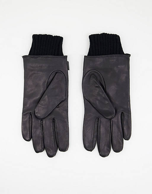 telefoon Necklet leveren Paul Costelloe - Auto handschoenen van leer met doorgestikt detail in zwart  | ASOS