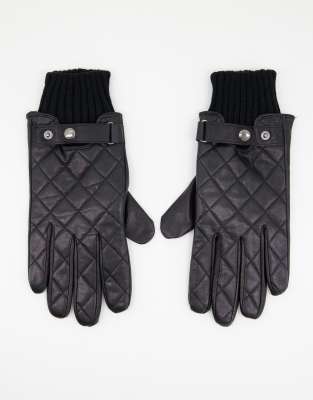 Paul Costelloe – Autohandschuhe aus Leder in Schwarz mit gestepptem Detail