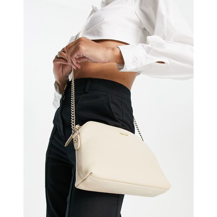 Paul Costelloe Leather Trim Raffia Crossbody Bag in beige-Neutral - ASOS Outlet