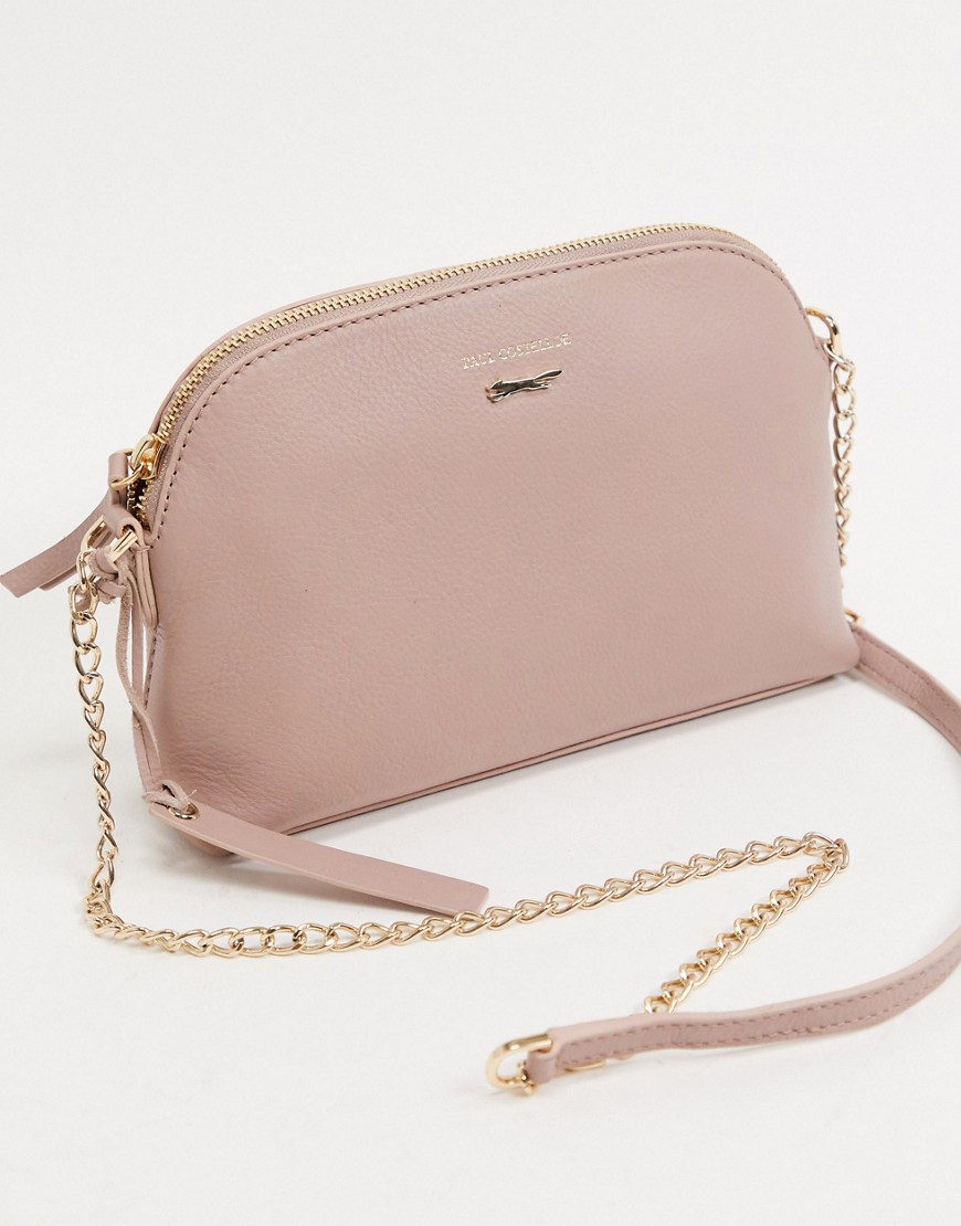 Paul Costelloe cross body bag with chain strap in grey-Pink