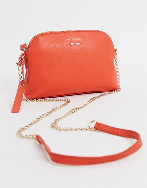 Paul Costelloe cross body bag with clasp detail in orange