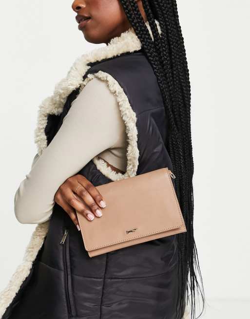 Paul Costelloe - Crossbodytas van leer met schouderketting in bruin