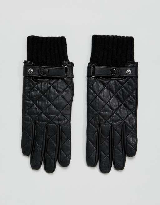 Paul Costelloe – Gesteppte Leder-Handschuhe in Schwarz