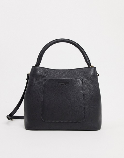 Paul Costelloe Leather Bowler Style Bag In Black