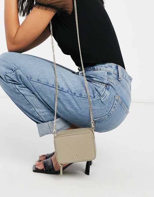 Paul Costelloe leather boxy cross-body bag in beige lizard | ASOS