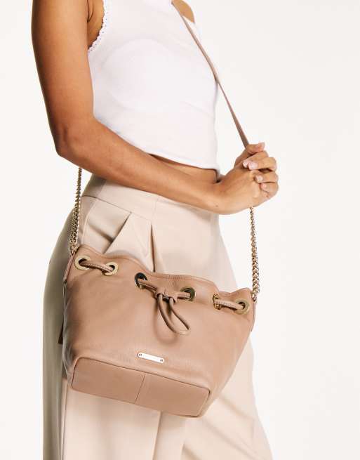 Paul Costelloe leather bucket bag in brown