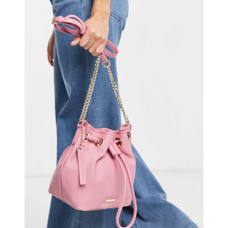 Pink leather hot sale bucket bag