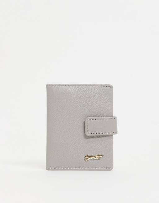 Paul Costelloe leather card holder with flap front in grey
