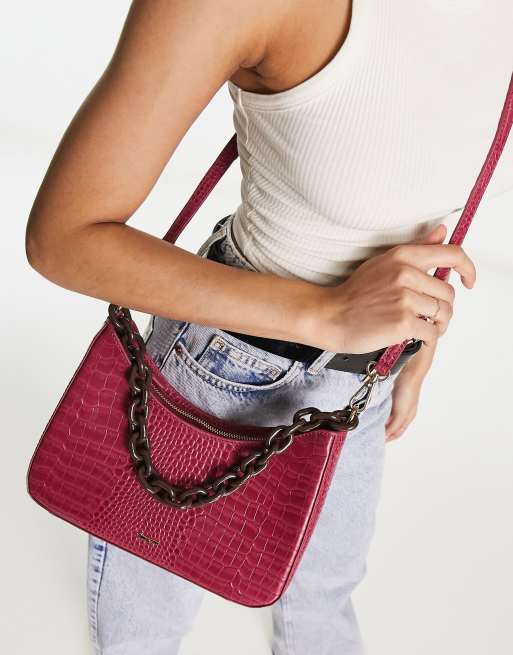 Crocodile Embossed Chain Decor Waist Bag