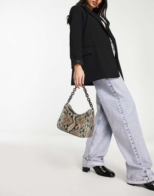 Paul Costelloe leather chain detail shoulder bag in python, 2 of 4