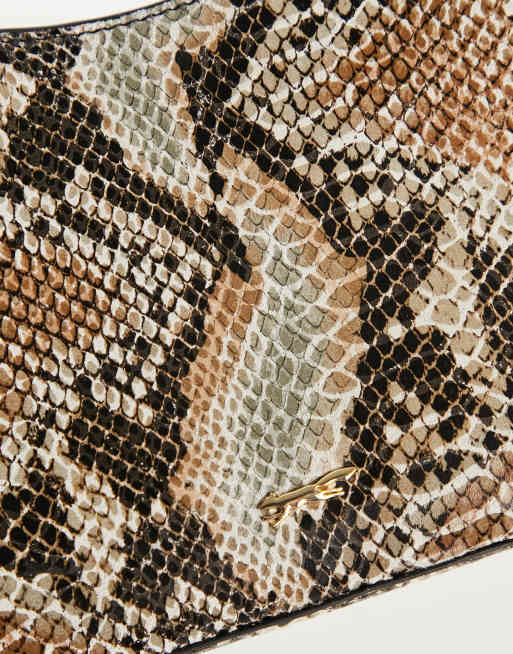 INC snake python print chain strap women's mini bag clutch shoulder bag  BEIGE