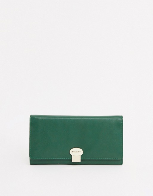 Paul Costelloe leather claire flap over purse in green