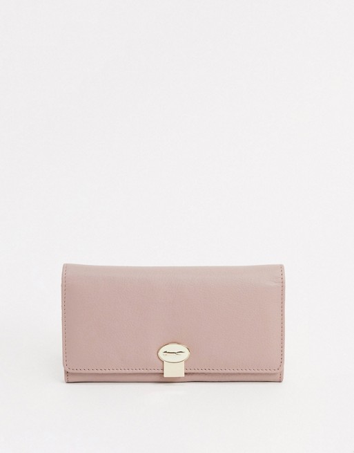 Paul Costelloe leather claire flap over purse in light pink