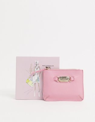 Paul Costelloe leather coin purse in pink | ASOS
