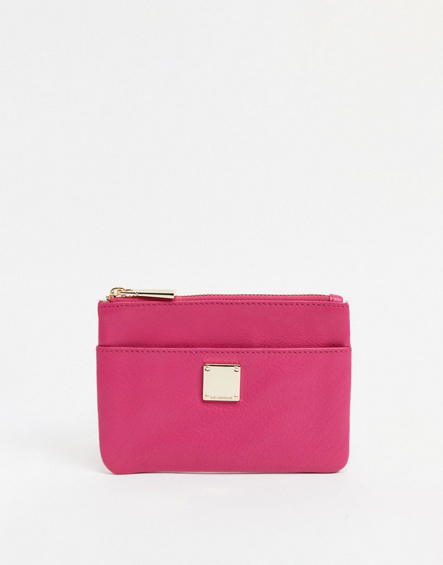 Paul Costelloe leather color small wallet in fuschia-Pink