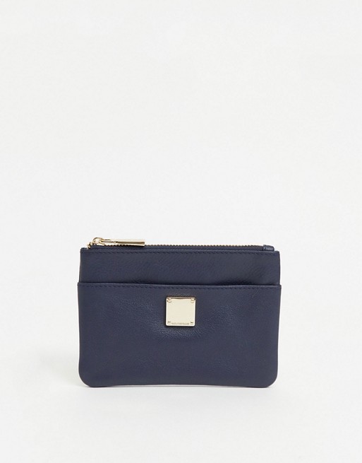 Paul Costelloe leather colour small purse in navy
