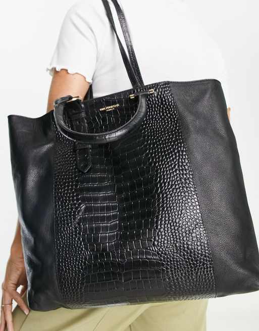 Black leather shop croc bag