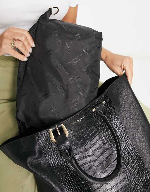 Black leather croc bag sale