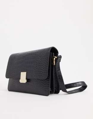 black croc cross body bag