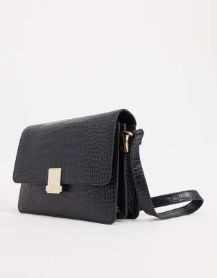 black croc crossbody bag