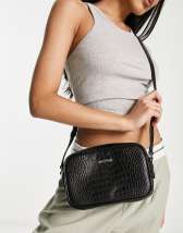 Paul Costelloe leather top handle grab bag in black croc | ASOS