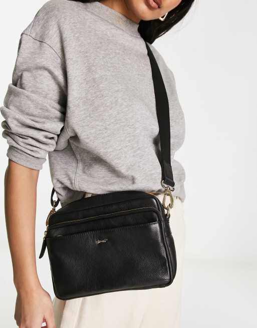 Paul Costelloe Leather Top Handle Crossbody Bag in Black Croc - ASOS Outlet