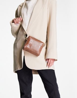 Paul Costelloe leather cross body bag in brown