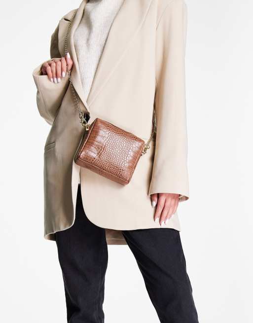 Paul Costelloe leather cross body bag in brown ASOS
