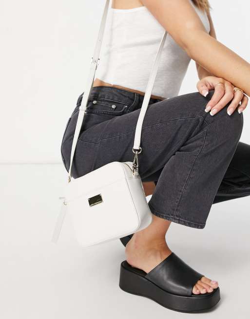 Paul Costelloe leather cross bodybag in neutral lizard mix ASOS