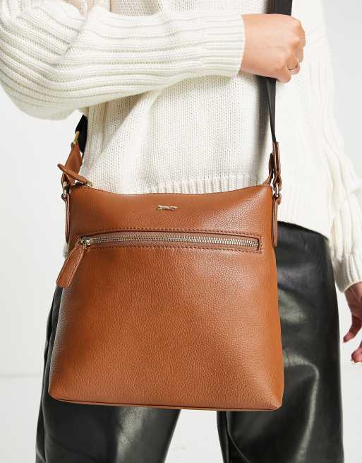 Paul Costelloe leather cross body bag in tan