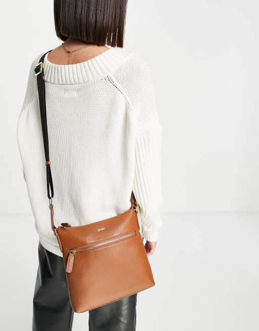 Tan leather cross on sale body bag