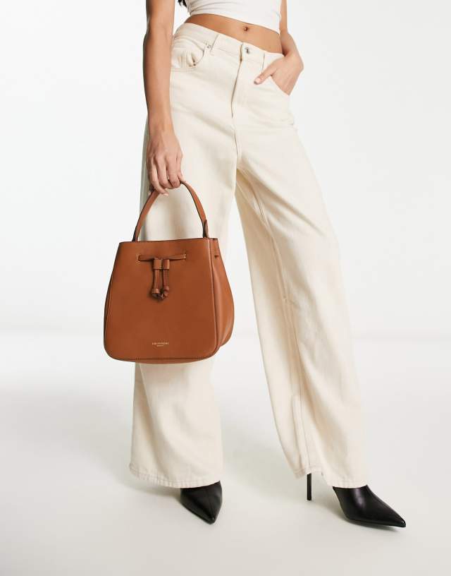 Paul Costelloe leather cross body bag in tan