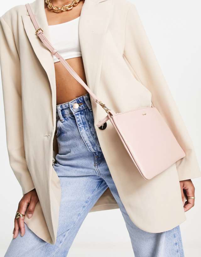 Paul Costelloe leather crossbody bag in light pink