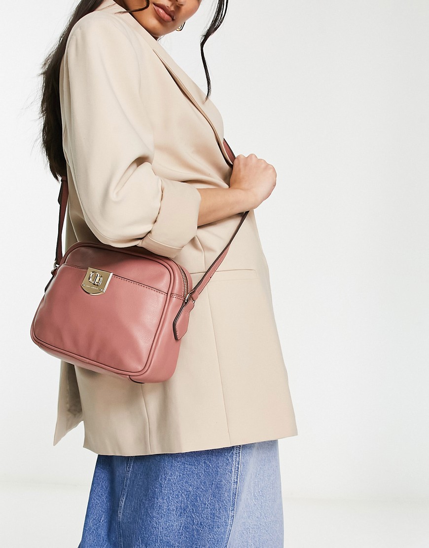 leather crossbody bag in light pink