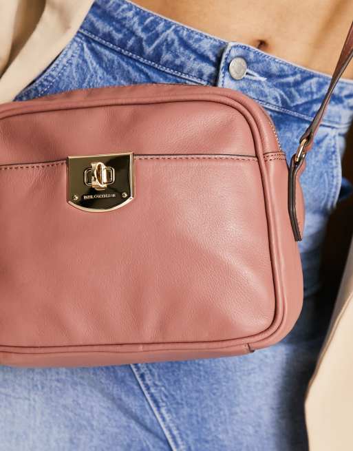 Paul Costelloe leather crossbody bag in light pink