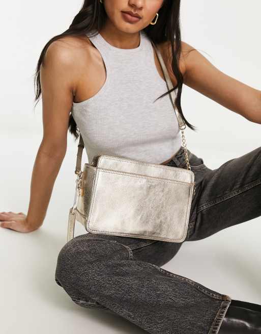 Gold metallic hotsell crossbody bag