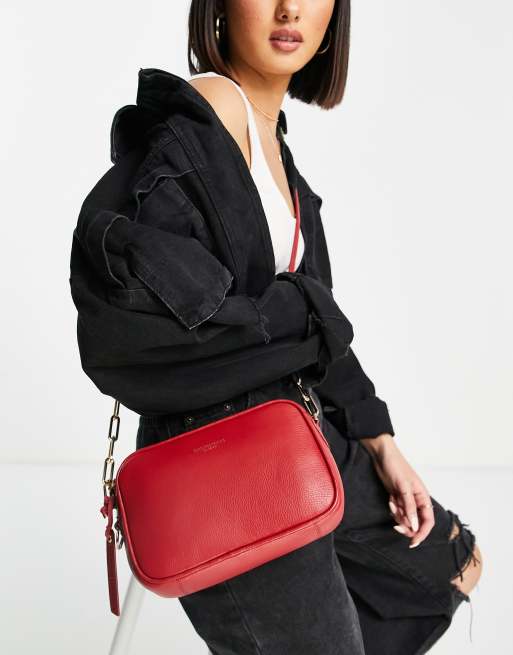 Paul Costelloe leather crossbody bag in red ASOS